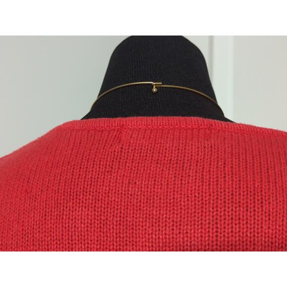 VTG Work In Progress Hong Kong Red Sweater Beaded Leather Heart 80s M - Picture 10 of 13
